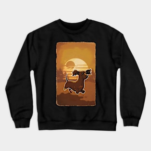 Dachshund Retro Vintage Sunset Crewneck Sweatshirt